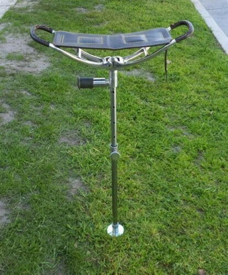 Deluxe Shooting Walking Stick Leather Seat Folding Stool Interchangeable Foot
