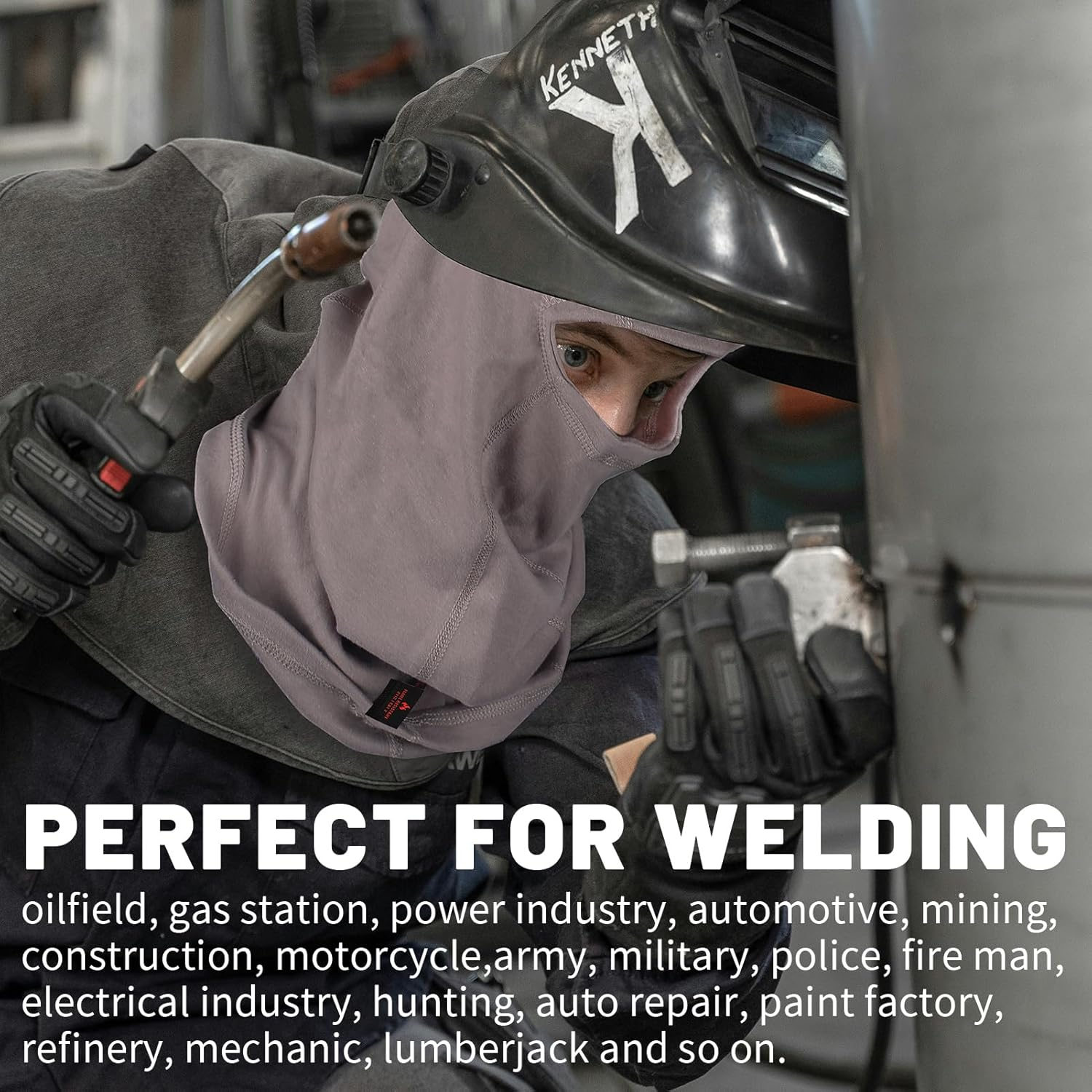 2PACK FR Balaclava Welding Hood 100% Cotton Full Face Cover Mask HRC2 Neck Protector Arc Flash Head Covering image number 5