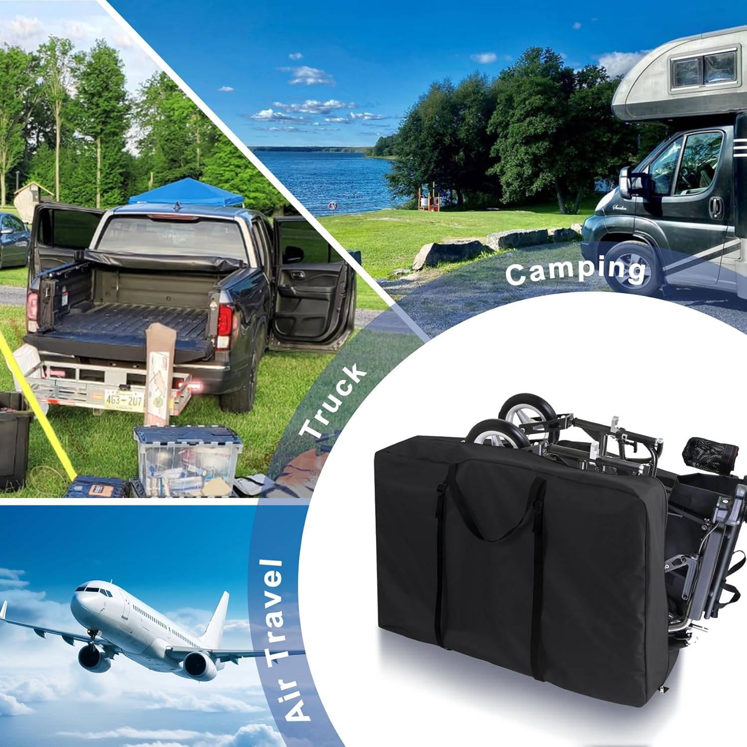 Explore Land Heavy Duty Chair Storage Bag for Folding Longue Zero Gravity Light Weight Transport Folding Rollator Walker (2Pack-Black) image number 6