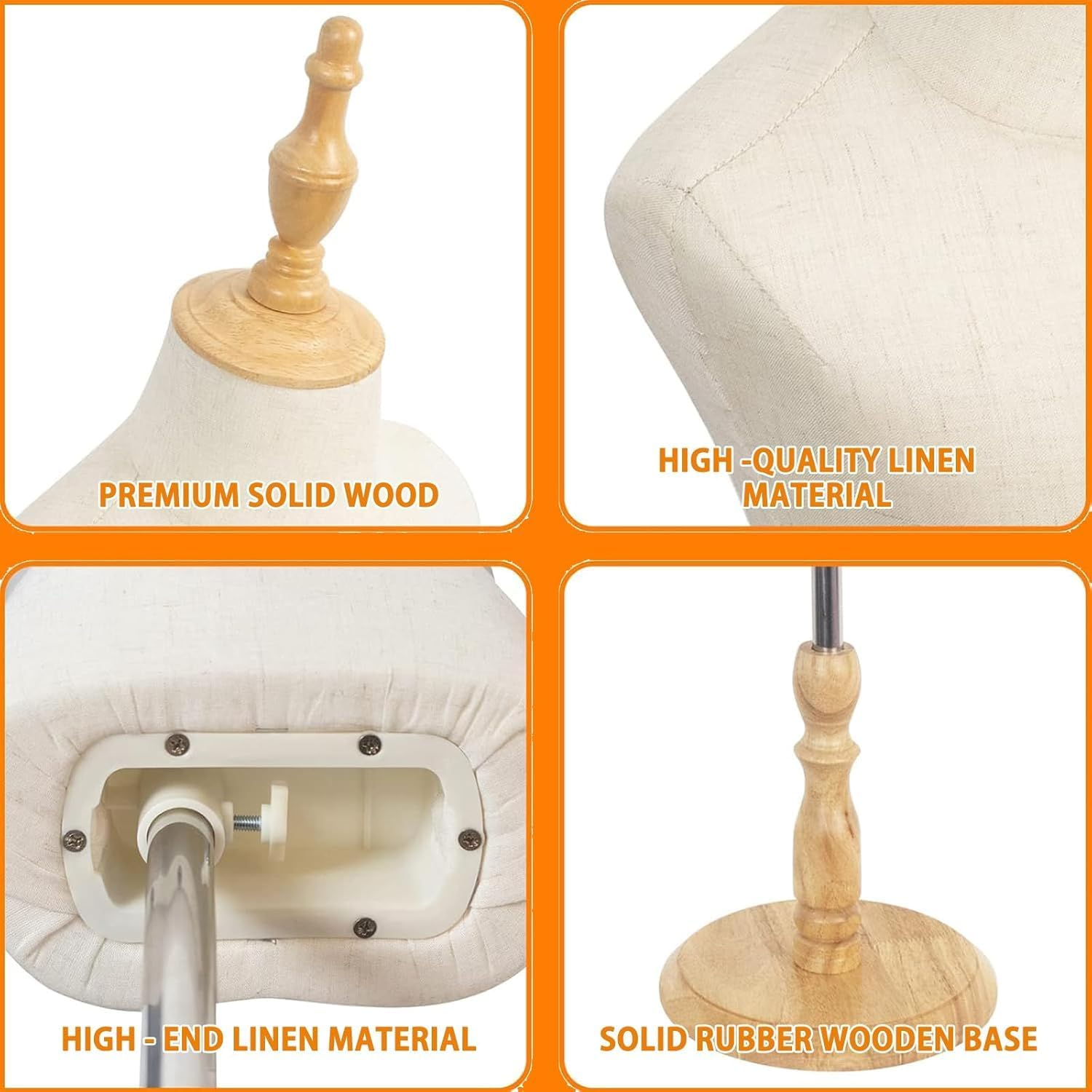 LIODUX Kid Dress Form, Adjustable Child Mannequin with Wooden Base, Child Mannequin, Models Girl and Boy Display Kids Unisex Manikin for Sewing Dressmakers Jewelry Display (4-5 Years Old) image number 2