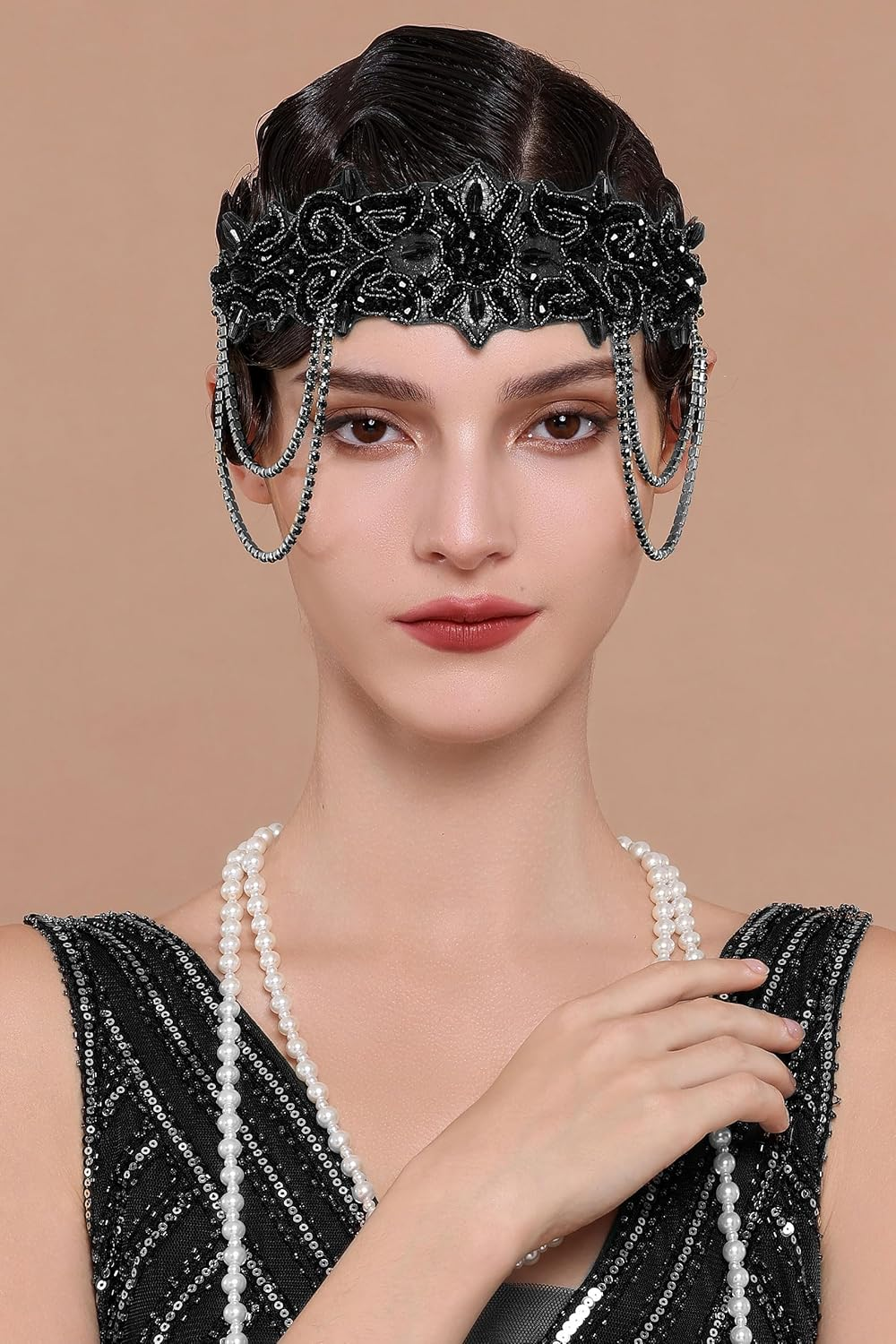 BABEYOND Flapper Headpiece for Women - Flapper Headband 1920S Gatsby Headpiece Vintage Accessories for Women image number 6