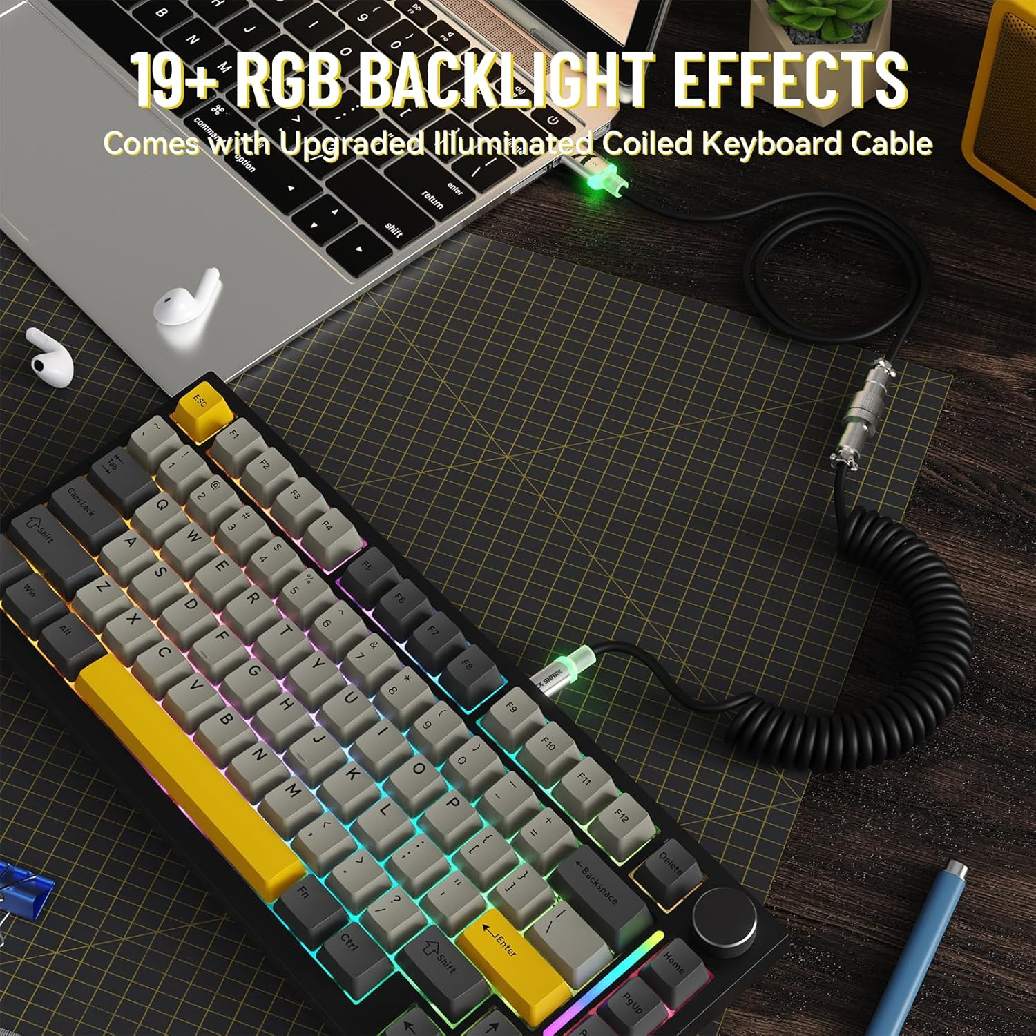 Attack Shark X820 Ultra Wireless Mechanical Keyboard with TFT Smart Display&Knob,75% Bluetooth/2.4Ghz/Usb-C Wired Gaming Keyboard,Gasket-Mounted Linear Switch with Coiled Cable,For Win/Mac-Gray image number 1