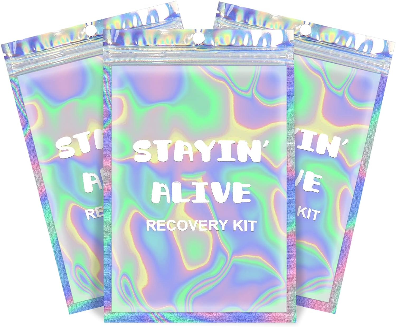 Hangover Kit Bags DID You DIE Holographic Hang over Recovery Bags Bachelorette Party Supplies Gift Bags for Bach Party Favors 5X7/ Pack of 20 (DID You DIE) Clear image number 2