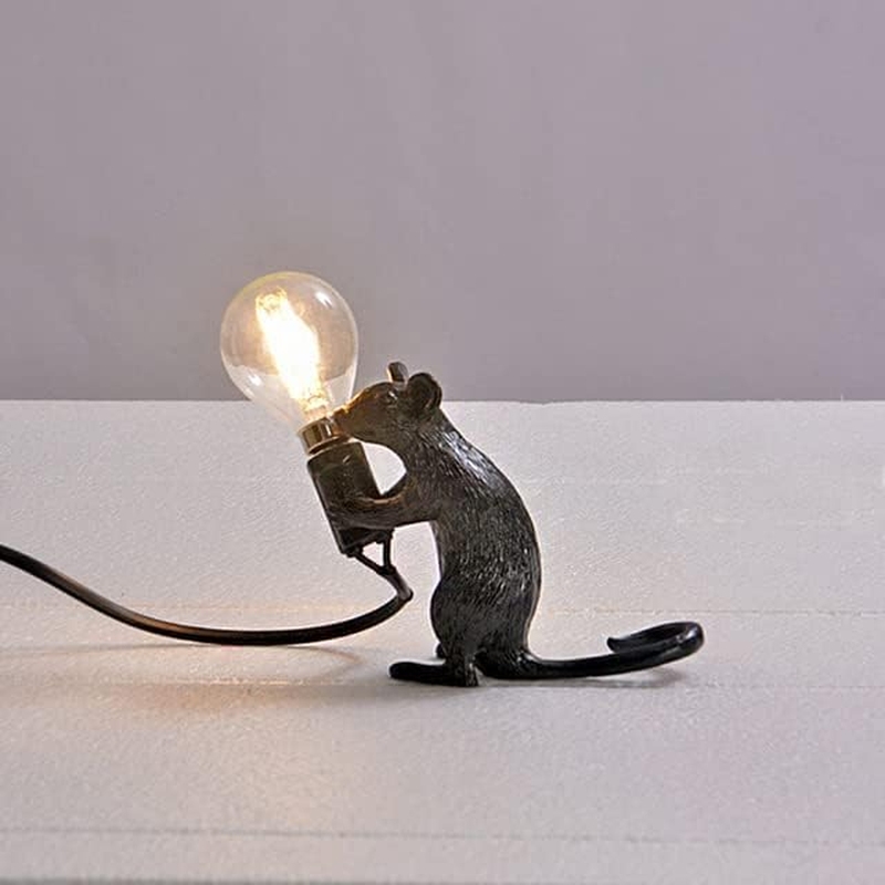 Mouse Table Lamp，Modern Cute Resin Animal Rat LED Night Light Bedside Mouse Desk Lights Mini Mouse Light Decor for Living Room, Bedroom, Kids Room (Crawling, White)
