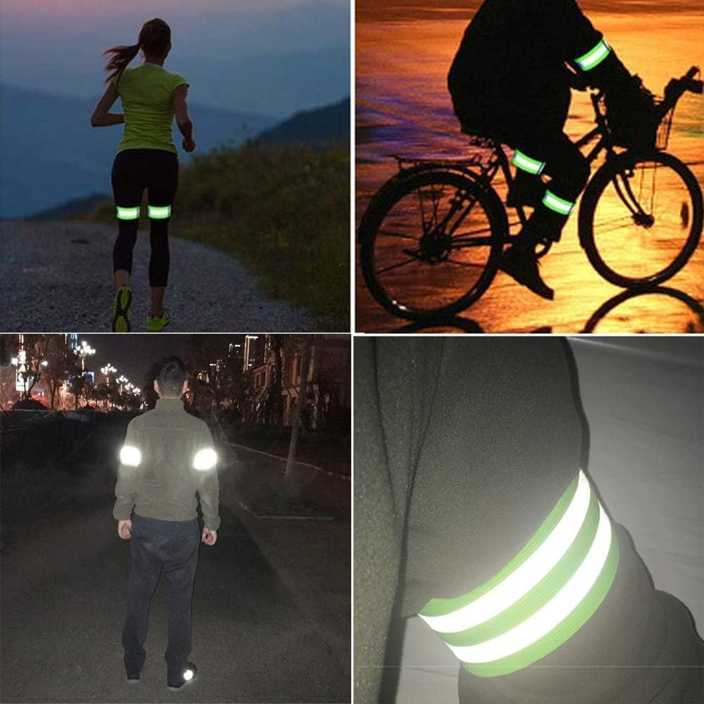 High Visibility Reflective Bands for Wrist Arm Ankle Leg Adjustable Elastic Reflective Gear for Night Walking Cycling Running Jogging Outdoor Safety Reflector Straps image number 4