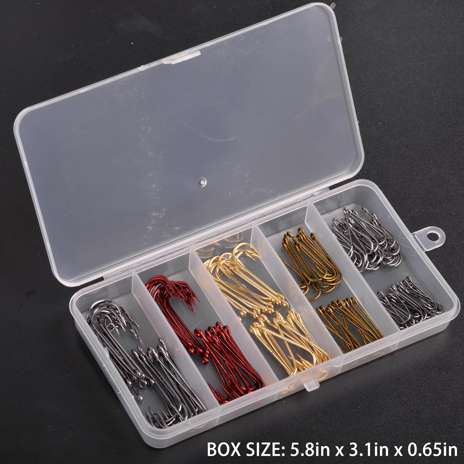 Aberdeen Hook Set,150Pcs Fishing Hooks Long Shank Offset Hook Light Wire Fish Hook High Carbon Steel Freshwater Bass Catfish Trout Mix Color Small Size image number 4