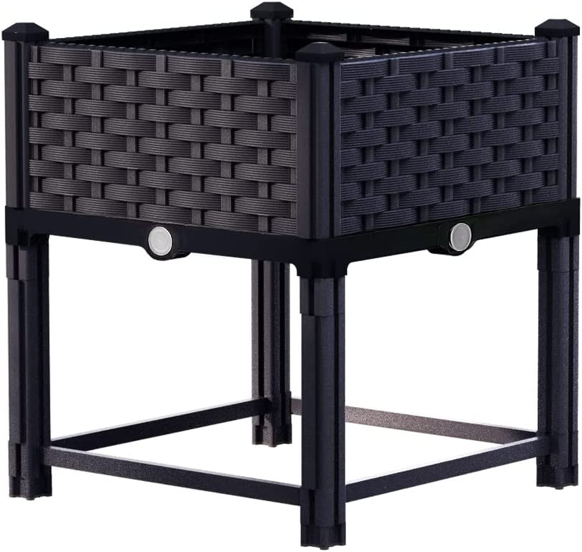 Green Fingers Garden Bed Polypropylene Planter Box, Gardening Supplies Plant Containers Patio, 40 X 40 X 23Cm Elevated Raised Beds Square Brown for Vegetables Flowers Herbs image number 2