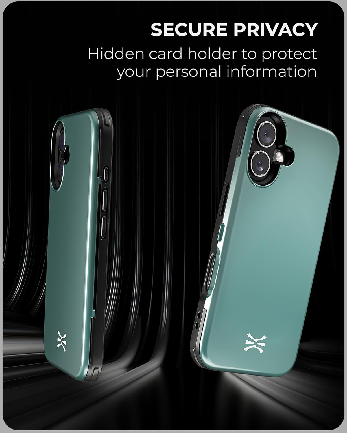 TORU for Iphone 16 Wallet Case with Card Holder, Hidden ID Credit Card Slot Flip Kickstand, Slim Fit Shockproof Heavy Duty Phone Cover with Strap - Green image number 6
