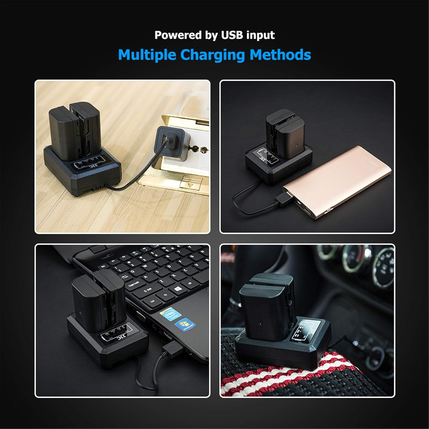 JJC DMW-BLF19 Battery Charger USB Dual Slots for Panasonic Lumix GH5S G9 GH5 GH4 GH3 & for Sigma BP-61 Sd Quattro (H), Replaces Panasonic DMW-BTC13 DMW-BTC10 & Sigma BC-61, with 40Cm Extension Cable image number 4