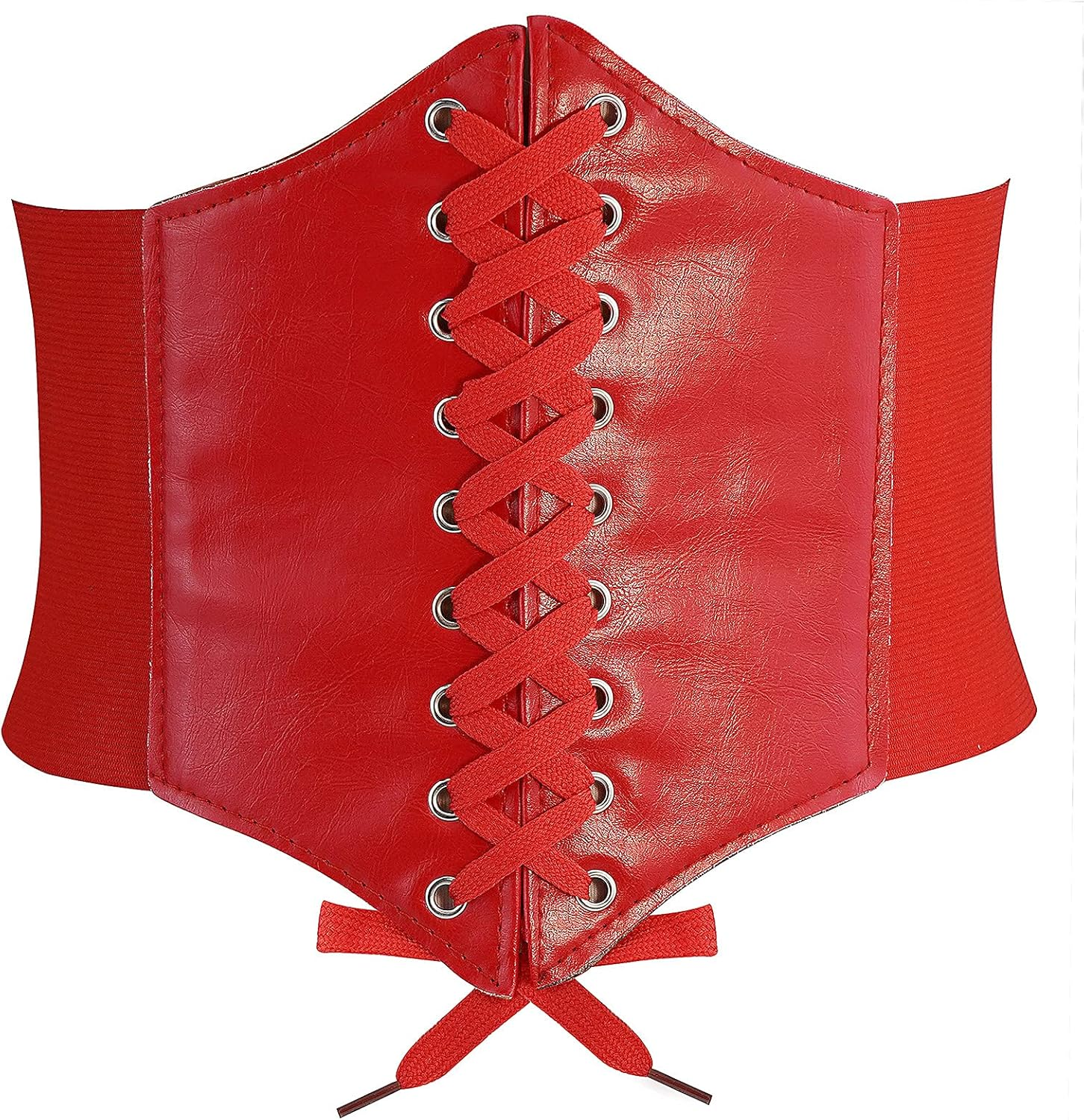 Corset Belts for Women, Wide Elastic Tied Leather Waspie Waist Belt for Girls Dresses image number 4