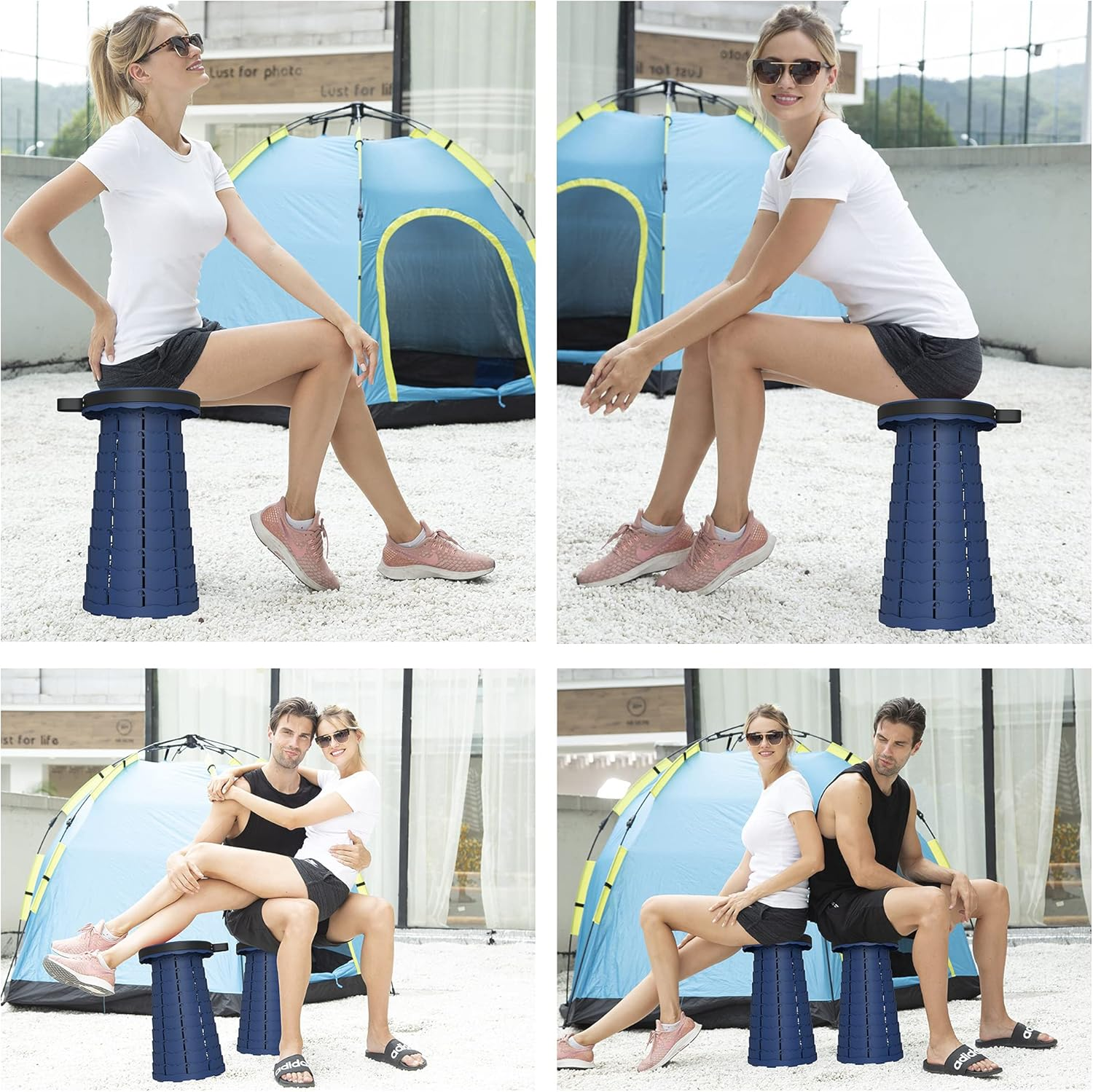 LOCYOP Telescoping Stool with Cushion,Portable Stool Sturdy and Lightweight,Retractable Stool Collapsible Stool Camping Stool for Picnic Fishing Hiking Capacity 440Ib with Carry Bag Carabiner image number 1