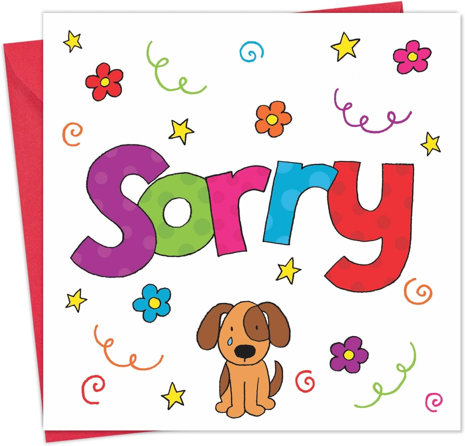Twizler Sorry Card - I'M Sorry Card for Any Apology Occasion - Flowers and Crying Puppy Design image number 2
