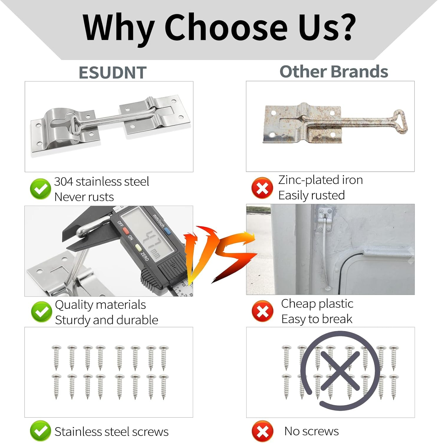 ESUDNT Stainless Steel Rv Door Holder Latch Catch for Trailer,Camper,Cargo,Truck(2 Pack, 4 Inch, Come with Screws) image number 2