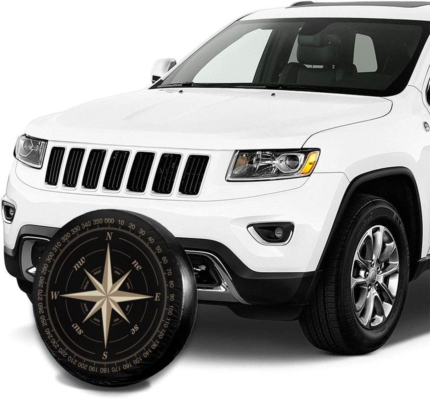 Compass Rose Black Spare Tire Cover UV Sun Wheel Covers Fit for Jeep,Trailer, RV, SUV and Many Vehicle 15 Inch image number 1