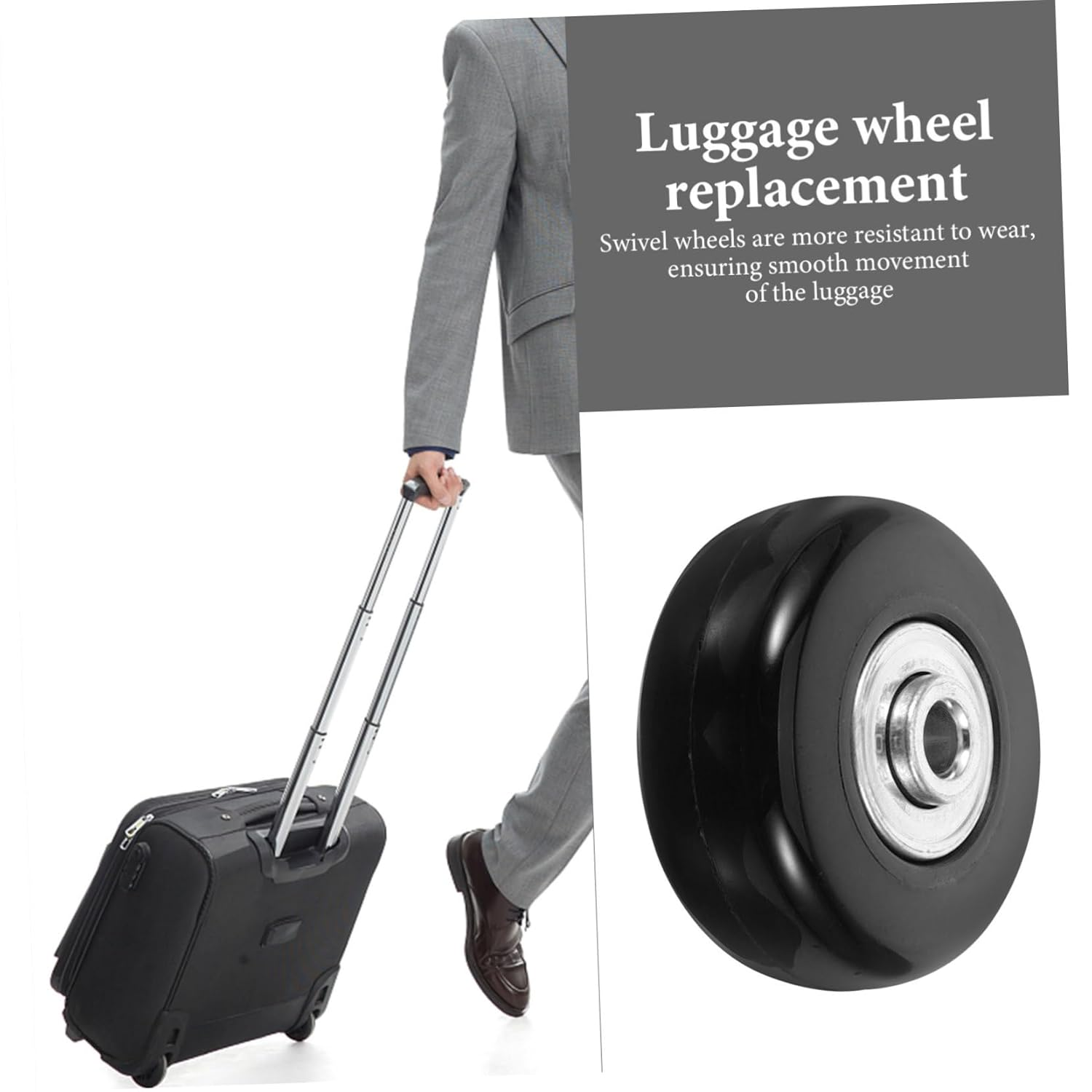 HAPINARY 2Pcs Universal Luggage Replacement Wheels Rubber Suitcase Swivel Casters Repair Kit 45X18Mm for Travel Suitcases Trolley Bags image number 5