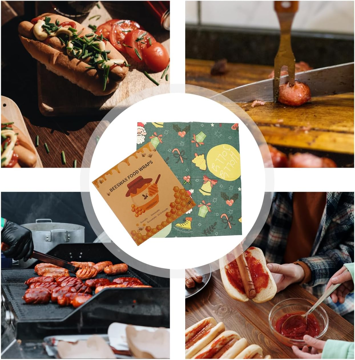 Healvian 15Pcs Reusable Beeswax Food Wraps Sustainable Food for Bowls and Leftovers and Washable Kitchen Wraps Alternative to Keep Fresh image number 3