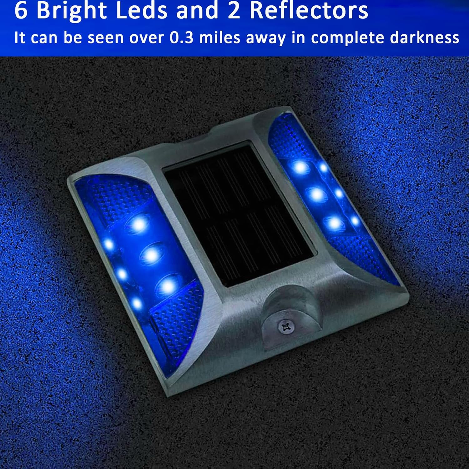 2 Pcs LED Solar Power Ground Marker Lights, Driveway Outdoor LED Lights,Waterproof Outdoor Driveway Road Highway Spike Lamp, for Pathway Sidewalk Boat Deck Stair image number 4