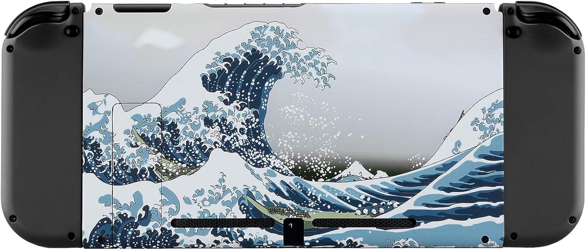 Extremerate Soft Touch Grip the Great Wave Console Back Plate DIY Replacement Housing Shell Case for Nintendo Switch Console with Kickstand - Joycon Shell NOT Included image number 1