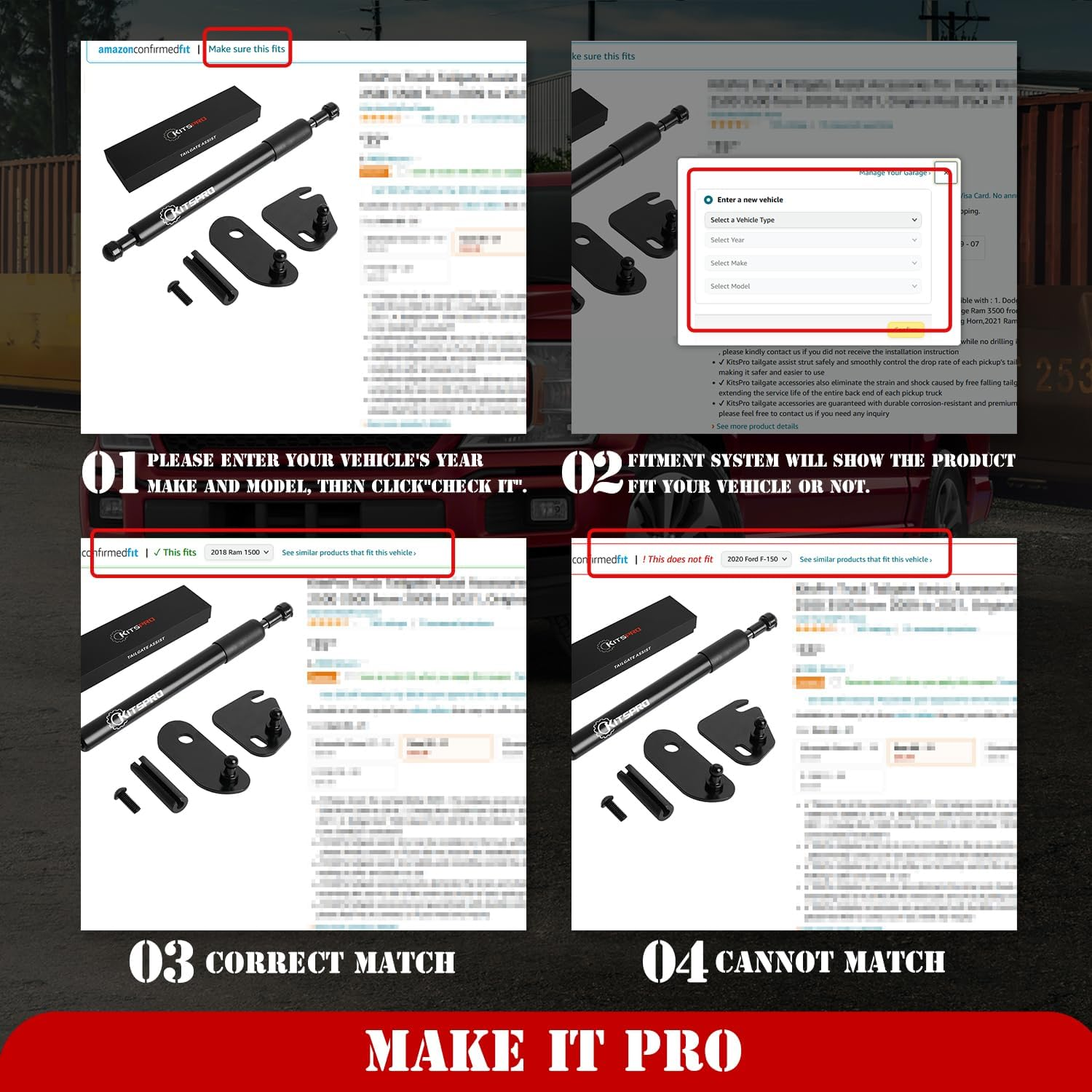 Kitspro Truck Tailgate Assist Accessories for Ford F-250 F-350 Super Duty from 1999 to 2016, Original Rod, Pack of 1 image number 6