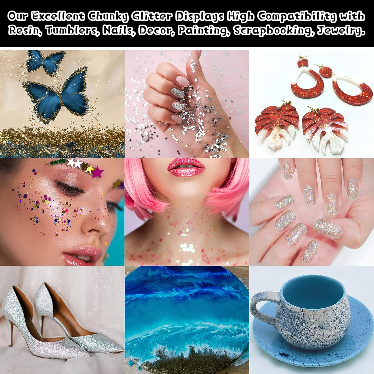 Holographic Glitter Ultra Fine Silver Glitter, 7.05 Oz (200G), Fine Glitter for Resin Crafts Nails Tumblers Slime Cosmetic and Festival Decoration - Laser Silver Glitter Bulk image number 4