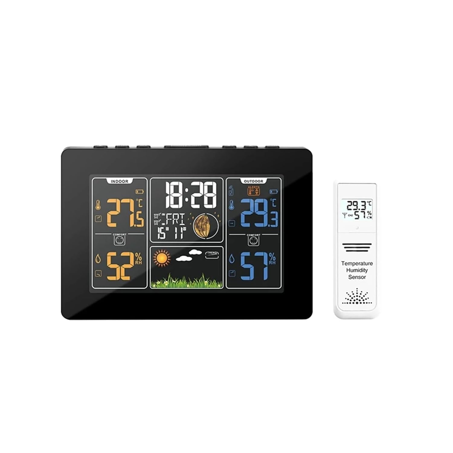 PT201C Digital Alarm Wall Clock Wifi Weather Station In/Outdoor Temperature Humidity Moon Phase Forecast -40℃ image number 1