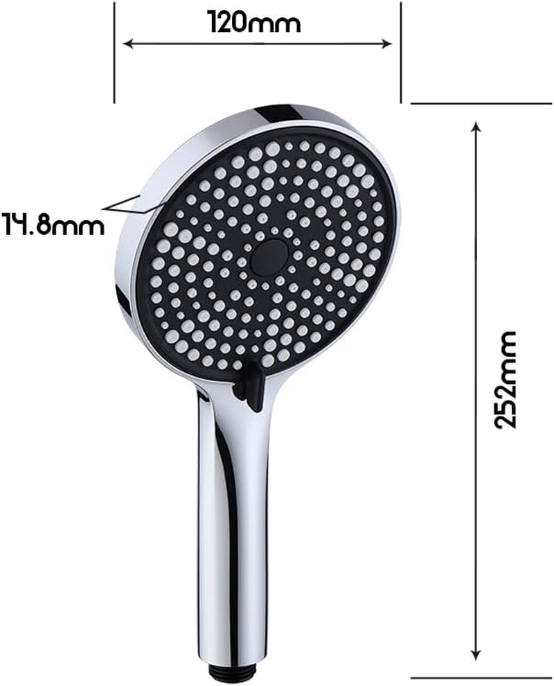 Decaura WELS Handheld Shower Head 3-Mode Spray Massage/Rain/Mix round ABS (Chrome) - Matt Black image number 4