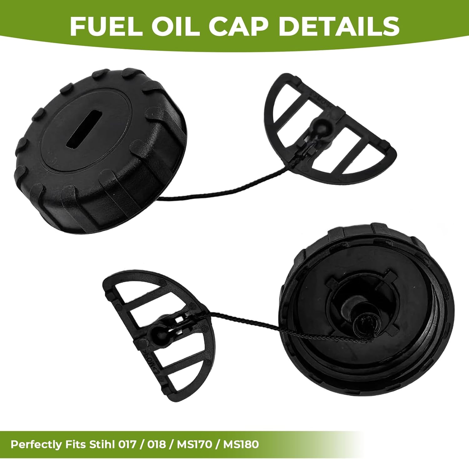 MAEZOE Fuel and Oil Cap Set for Chainsaw 017 018, Leakproof Replacement for MS170 MS180, Easy Install for Garden and DIY Use