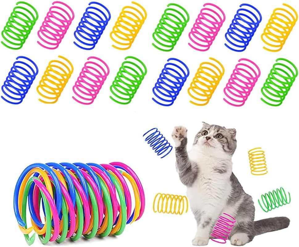 Wanfoou Pack of 100 Cat Toys, Interactive Toy for Cats, Toy Spiral Feathers Novelty Pet Toy Colourful Spiral Feathers Spring Spiral for Cats 4 Colours image number 2