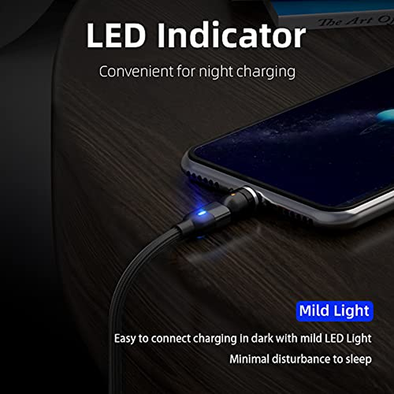 BIG+ Magnetic Charging Cable with 360&deg; & 180&deg; Rotating Head [3 Pack] Nylon Braided Compatible Charger for All Smartphones, Micro USB and USB C Devices, Type C Charger, USB Magnetic Phone Charger Cable image number 2