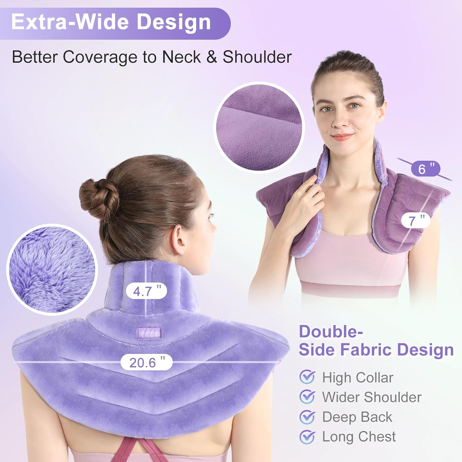 Suzzipad Microwave Heating Pad for Neck and Shoulders, Weighted Shoulder Wrap to Reduce Discomfort, Heated Wraps with Herbal Aromatherapy, Moist Heat Warmer Hot & Cold Compress image number 5