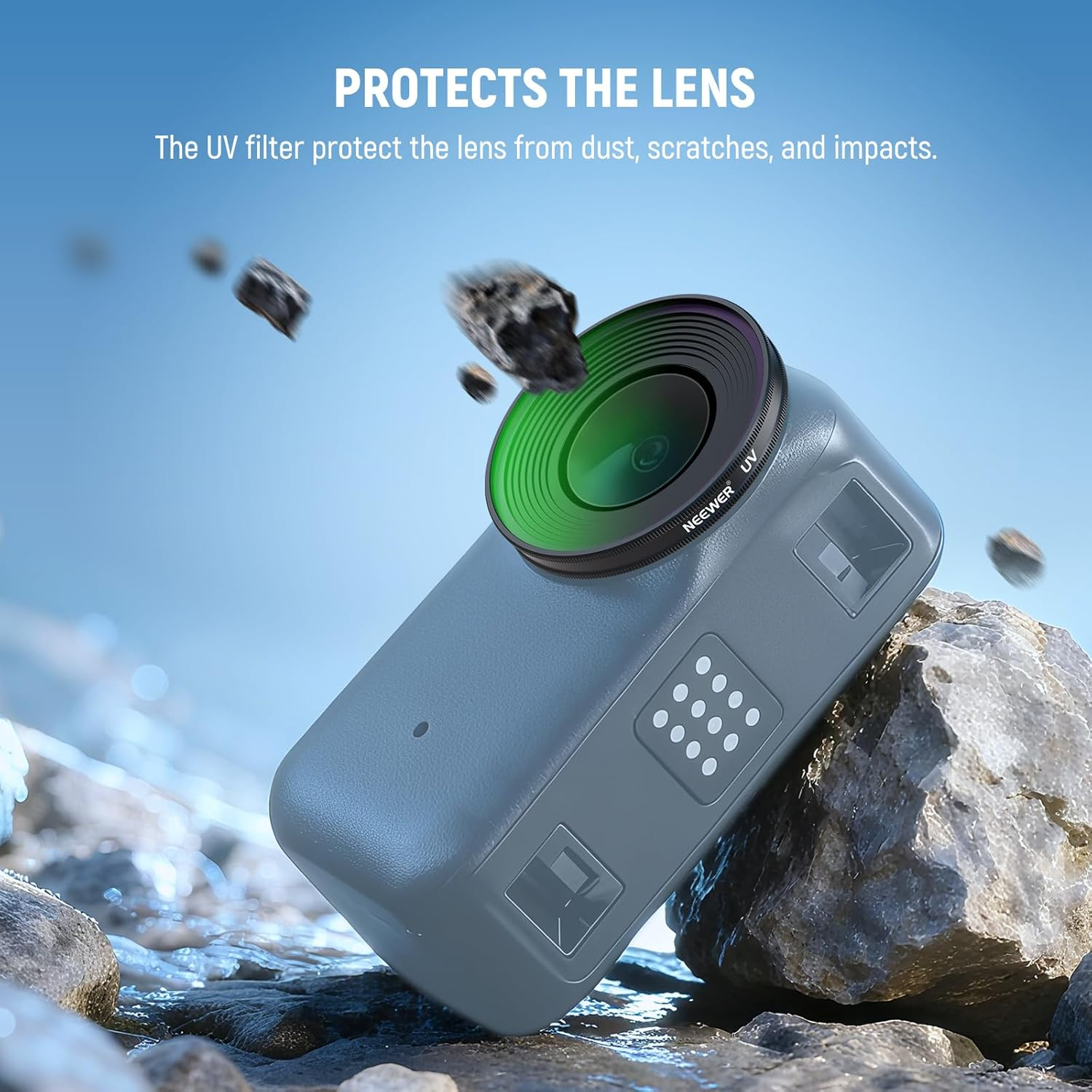 NEEWER UV Filter Compatible with DJI Osmo Nano, Screw on Protective Action Camera Lens Filter Multicoated Optical Glass Photography Accessories with Tempered Glass Screen Protector image number 5
