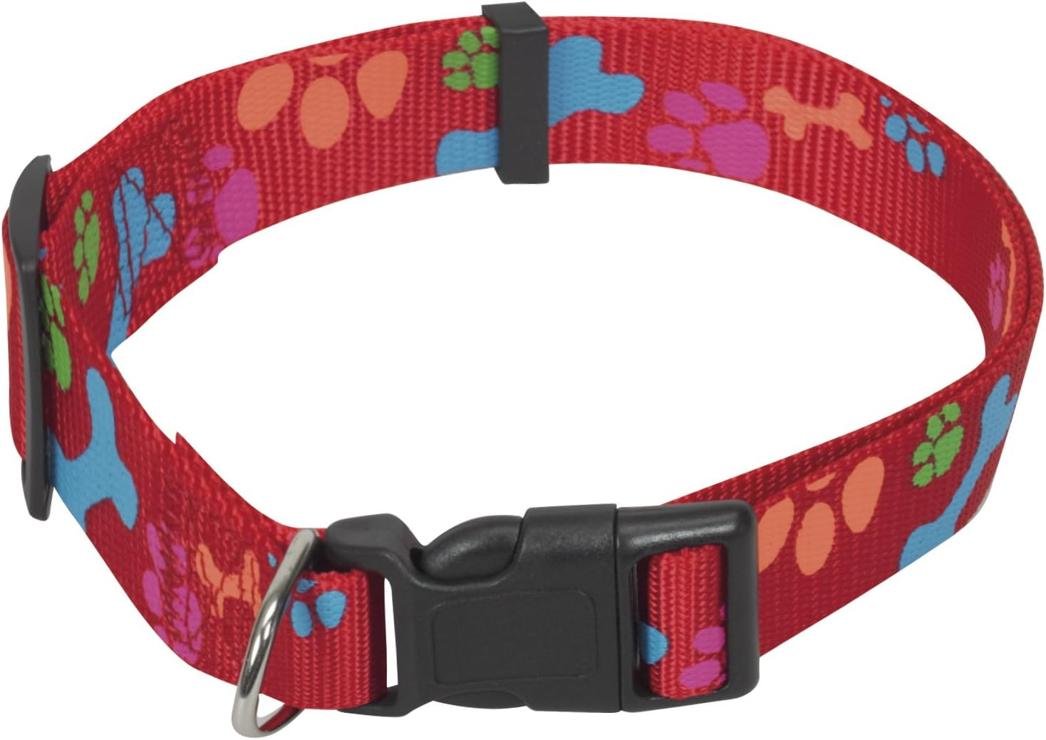 Chapuis Upholstery Width 20 Mm/40-55 Cm Paw Print Adjustable Nylon Webbing Dog Collar Red Size L