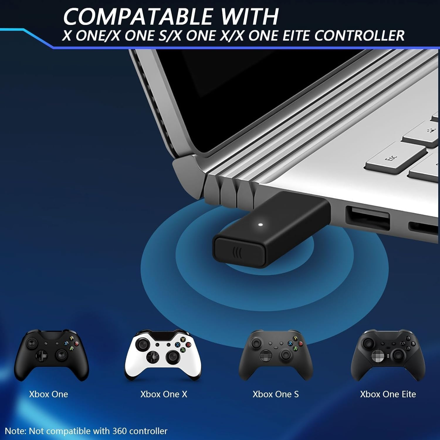 Wireless Adapter for Xbox One Controller Compatible with PC Windows 10, USB Wireless Gaming Receiver for PC Laptops and Tablets image number 2