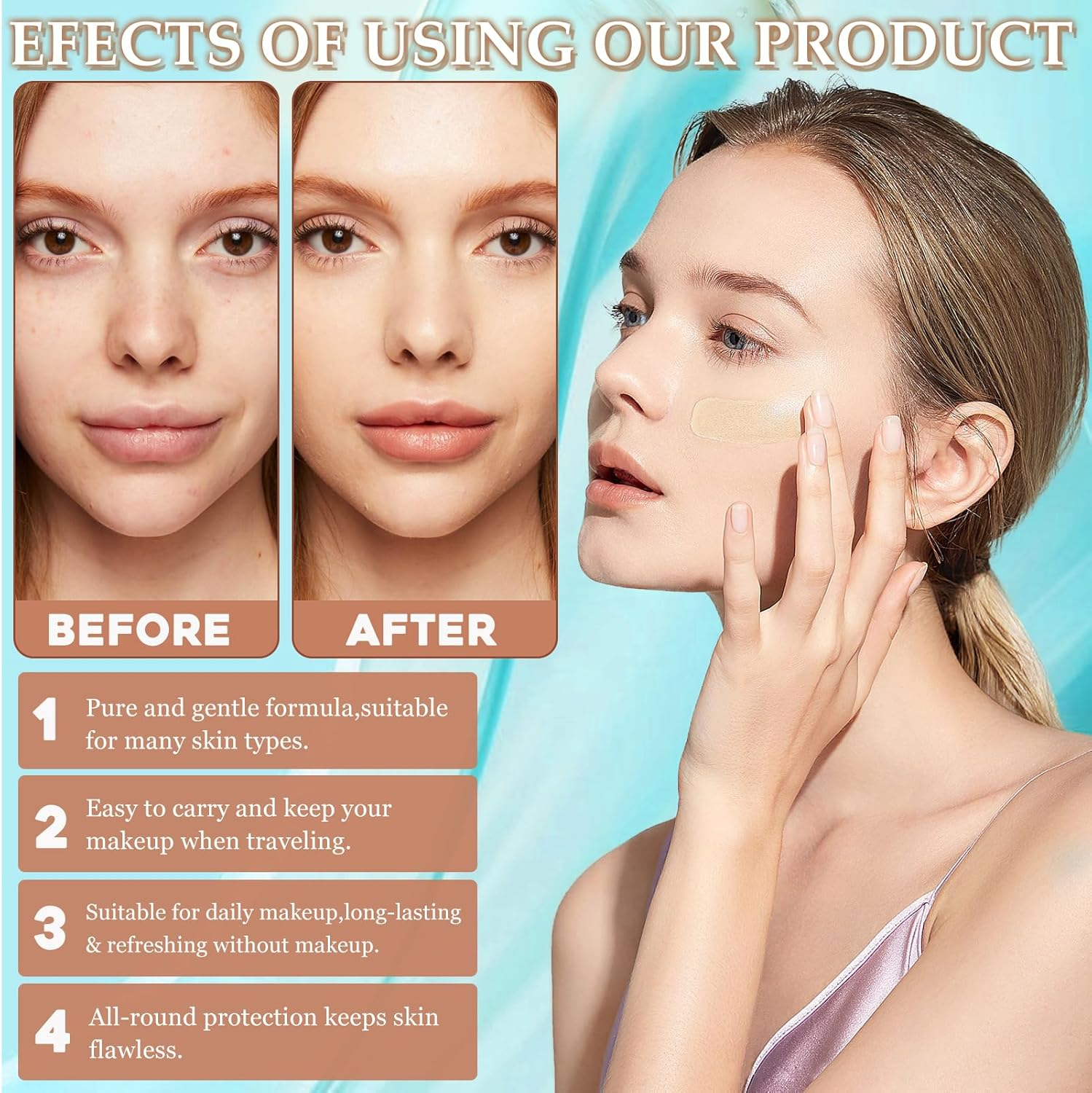 All-Over Complexion Perfector, Long-Lasting CC Cream Foundation, Hydrating Full Coverage Concealer, Cream Body Perfector, Natural Moisturising, Waterproof Transfer Resistant image number 3