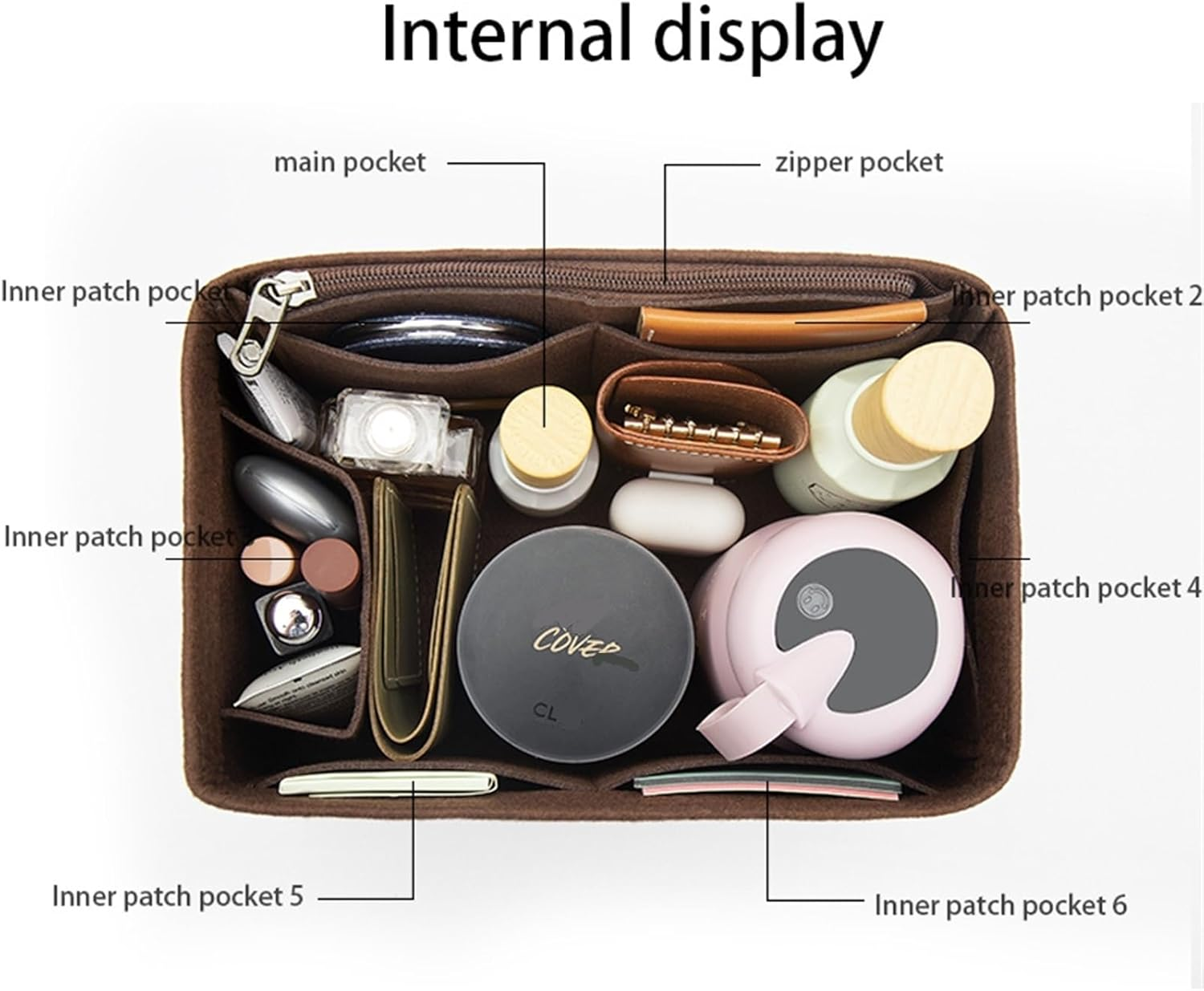 Felt Insert Bag Organizer for LV Speedy 20 25 30 35 Flap Handbag Inner Bag Makeup Travel Purse Storage Tote Bag Accessories, for Speedy30 Red, One Size - For Speedy20 Red image number 2