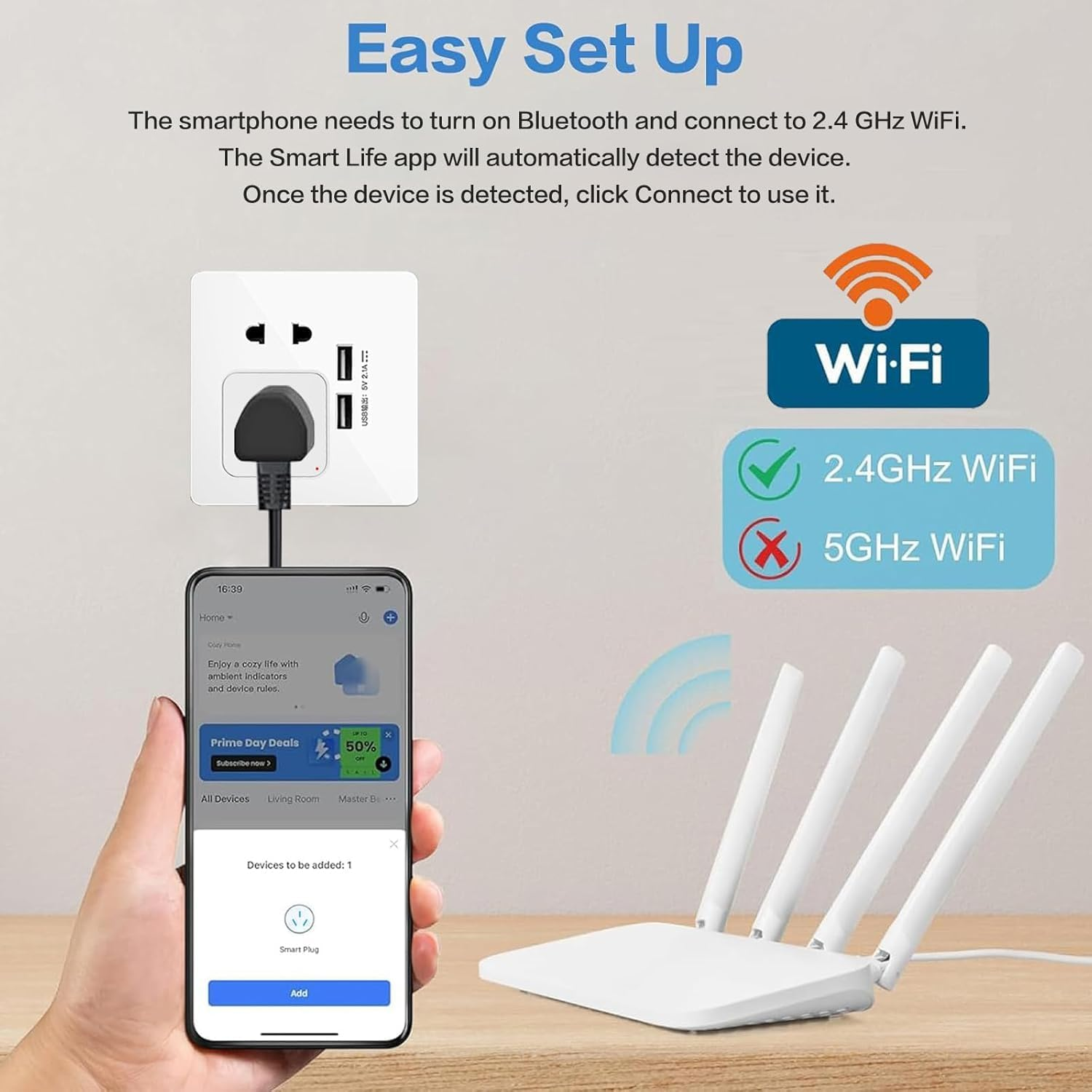 Useelink Smart Plug, Wi-Fi Enabled, Voice Control, Alexa, Google Home Compatible, Timer Function, App Remote Control, Family Sharing,No Hub Required-2Packs