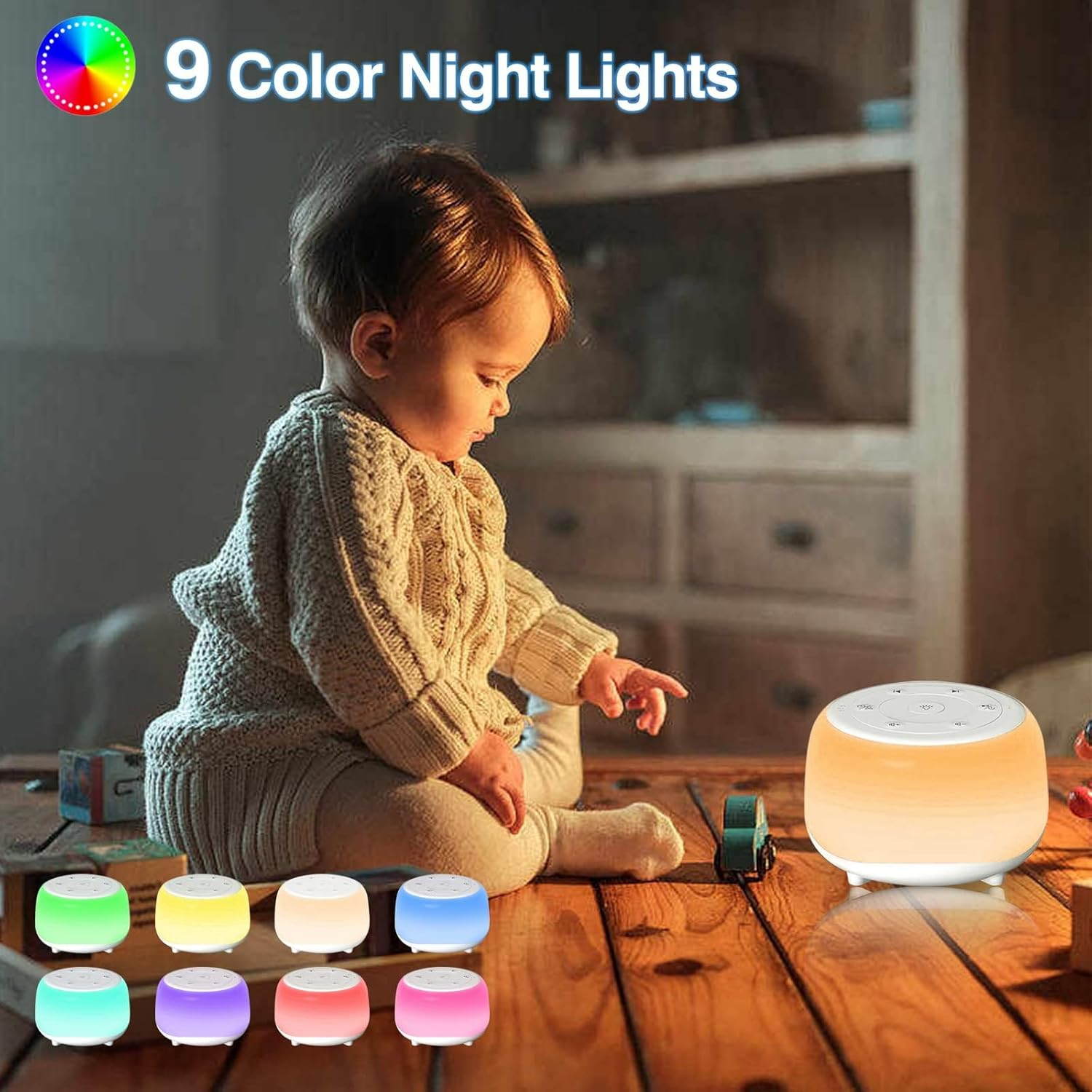 Epzia Portable White Noise Machine for Baby with 34 Soothing Natural Sounds Night Light and Timing Function Compact Sound Machine for White Noise and Noise Cancelling for Baby Kids Adults