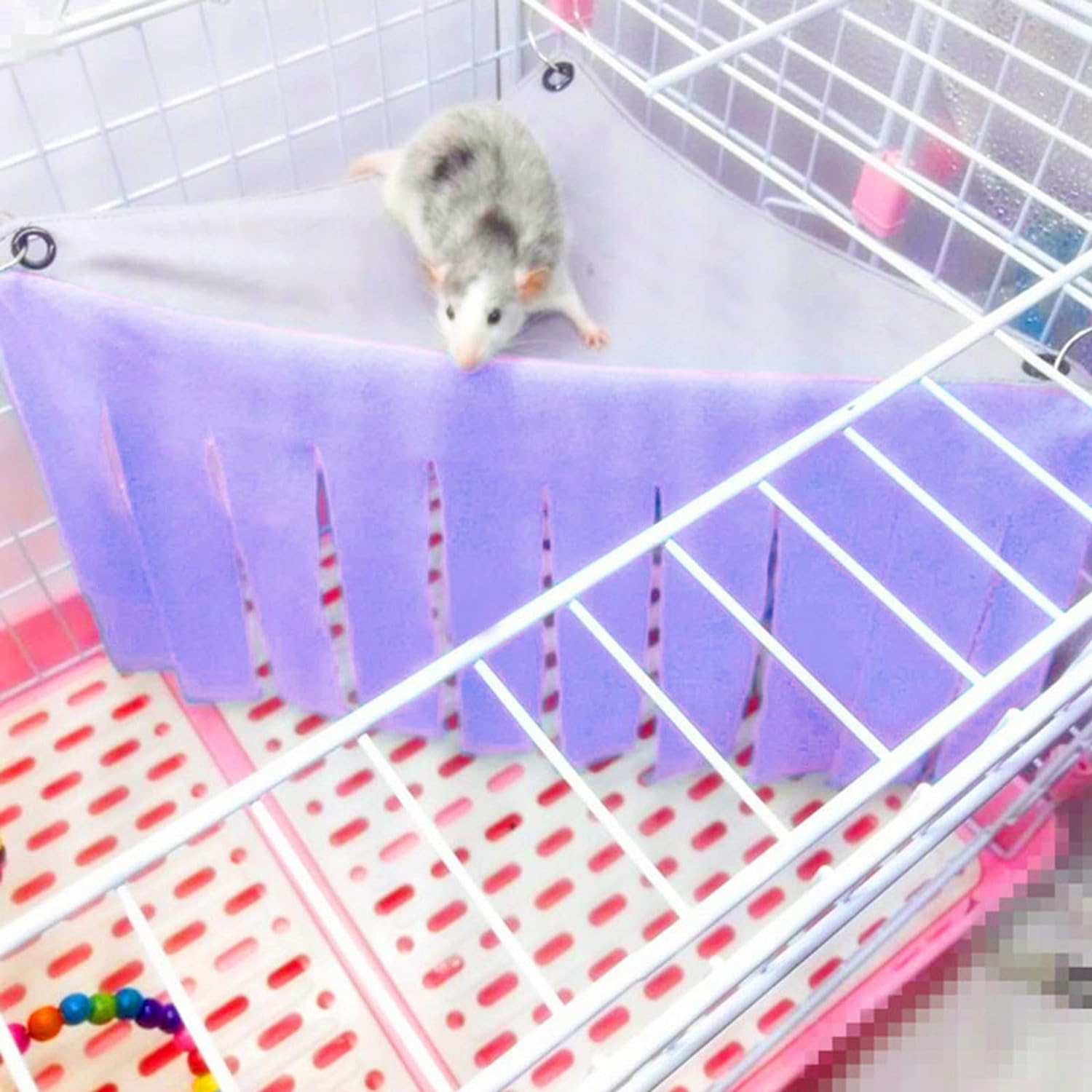 TRADERPLUS 2 Pieces Guinea Pig Hideout Rat Hideaway Corner Curtain Small Pets Hiding Spot for Ferrets Chinchillas Hedgehogs Dwarf Rabbits (Pink+Purple) image number 3