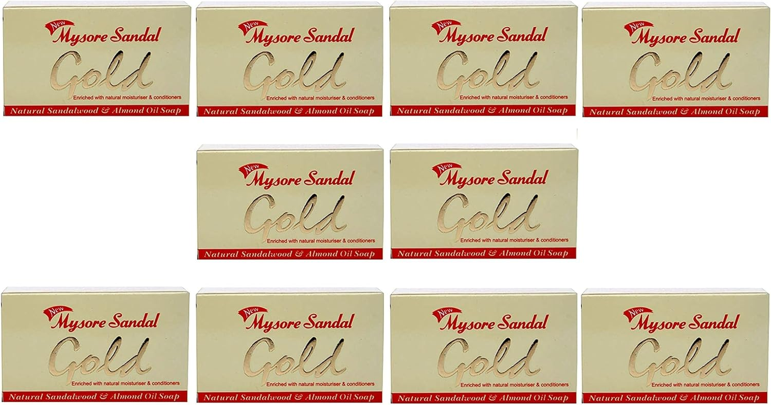 Mysore Sandal Gold Soap, 125 Grams per Unit (Pack of 10) - Grade 1 Soap - TFM 80% - Zero Dryness image number 3