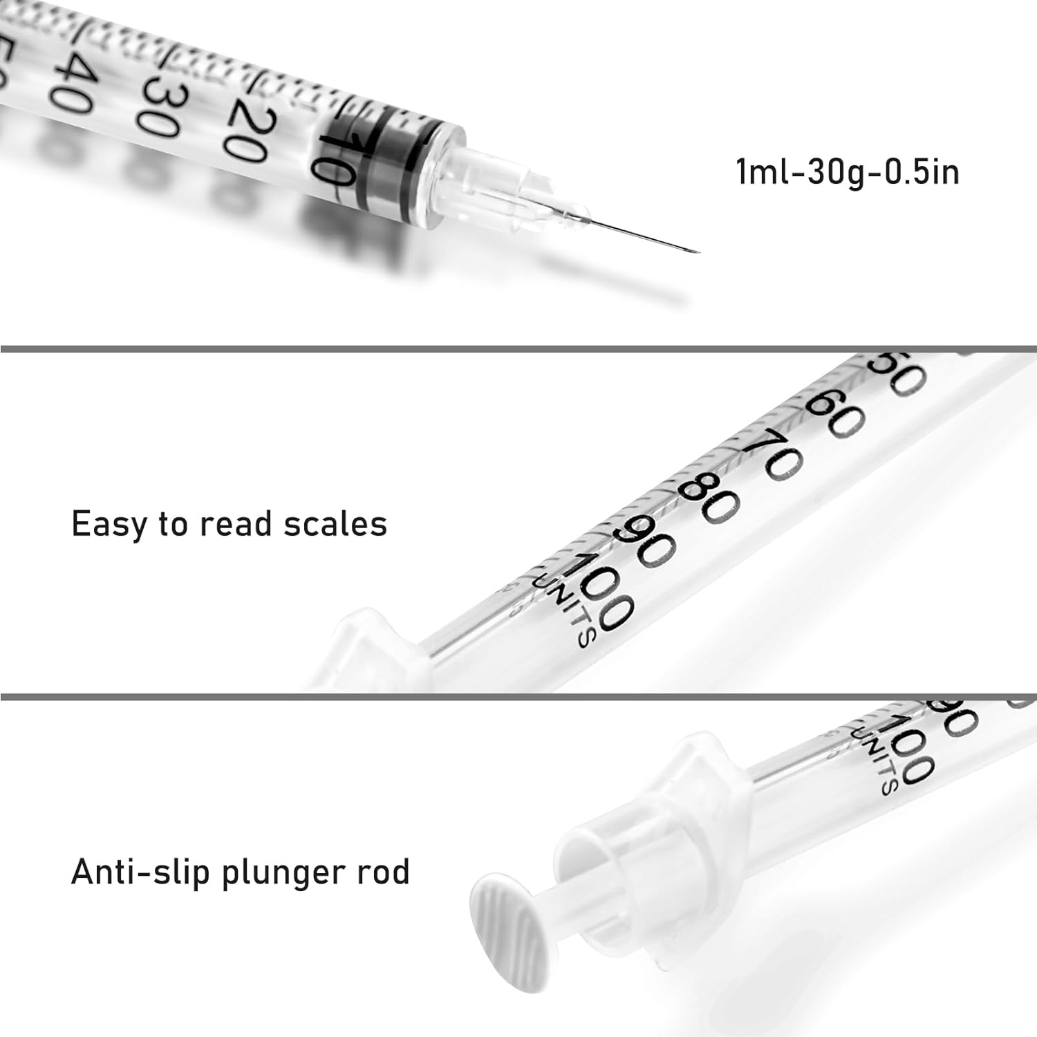1Ml/Cc Syringe with 30G 0.5Inch Needle - Orange Syringe (30G-13Mm-20Pack) image number 2