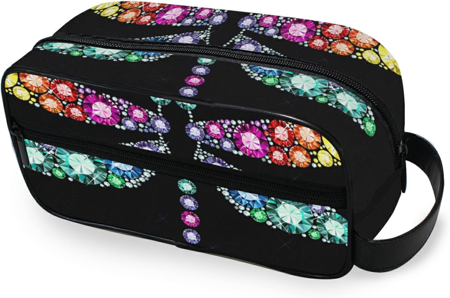 Toiletry Bag Unisex Cosmetic Bag Dragonfly Travel Organizer PU Leather Travel Cosmetic Case, Dragonfly, One Size