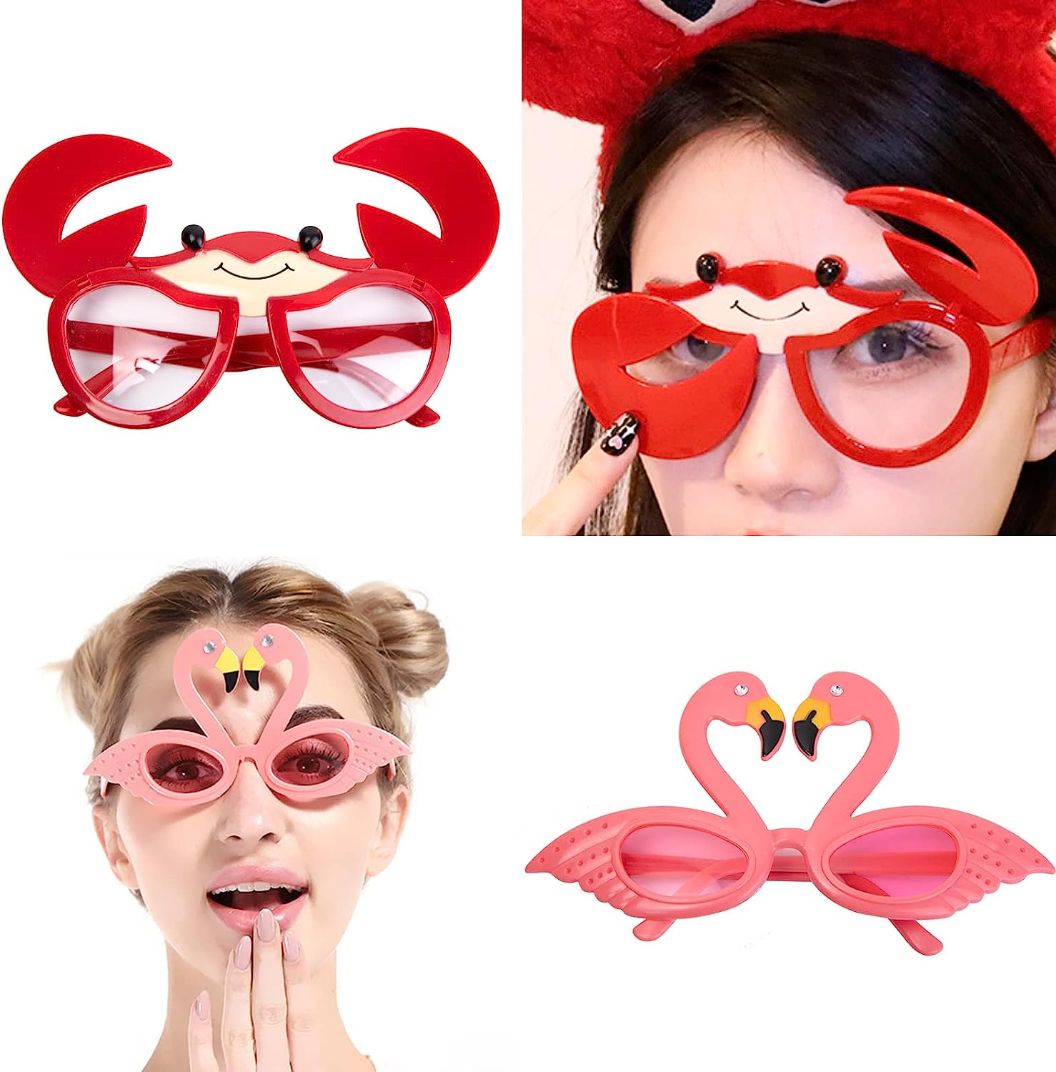 Oundarm 9 Pairs Hawaiian Luau Glasses Tropical Flamingo Pineapple Party Bag Filler Fancy Dress Favors Creative Funny Summer Beach Party Photo Booth Props Novelty Pool Supplies image number 1