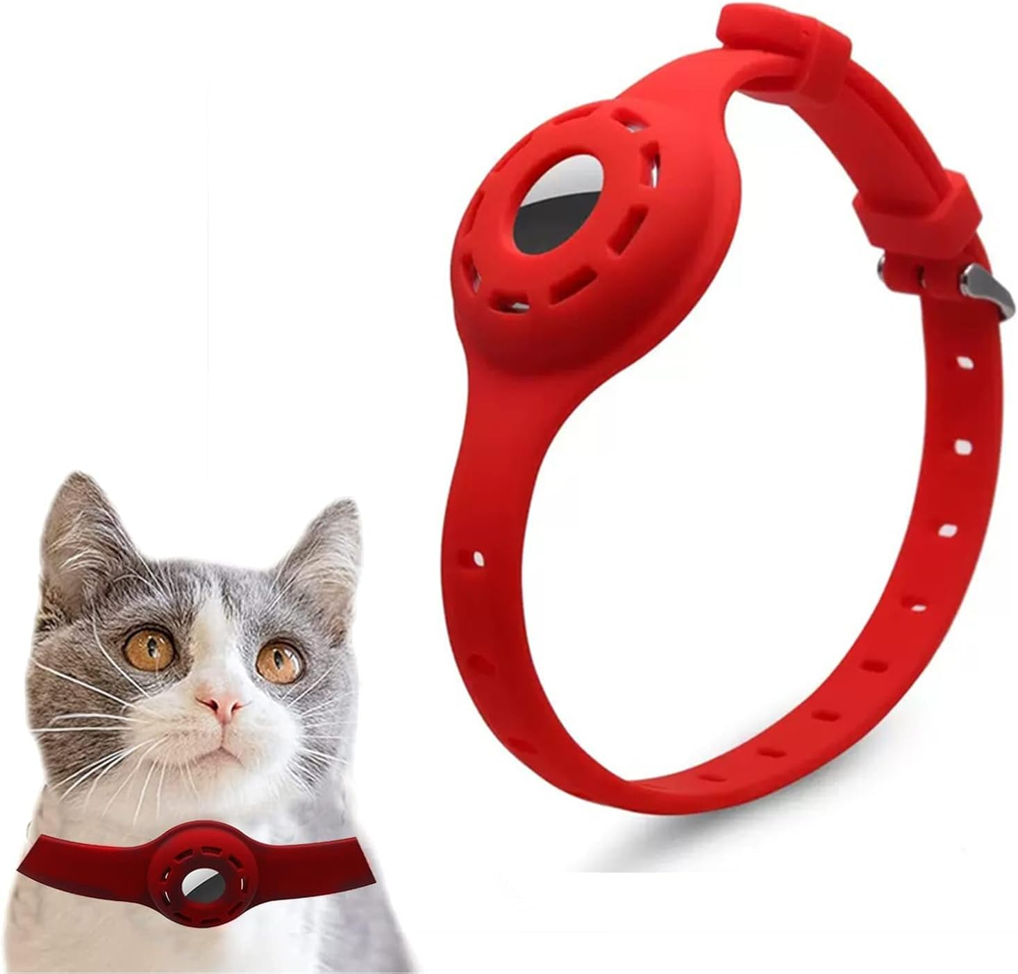 Silicone Dog Collar for Airtag - Anti-Lost Adjustable Cat Collar for Pet Finder (Yellow)