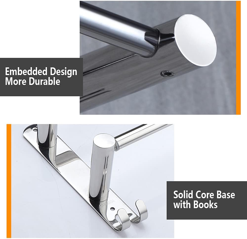 Honphier&reg; Towel Rail Chrome Stainless Steel with Hook Retractable 49-90 Cm Towel Rail Bathroom Wall Mounted Towel Holder for Bathroom Kitchen Toilet Hotel Towel Holder image number 1