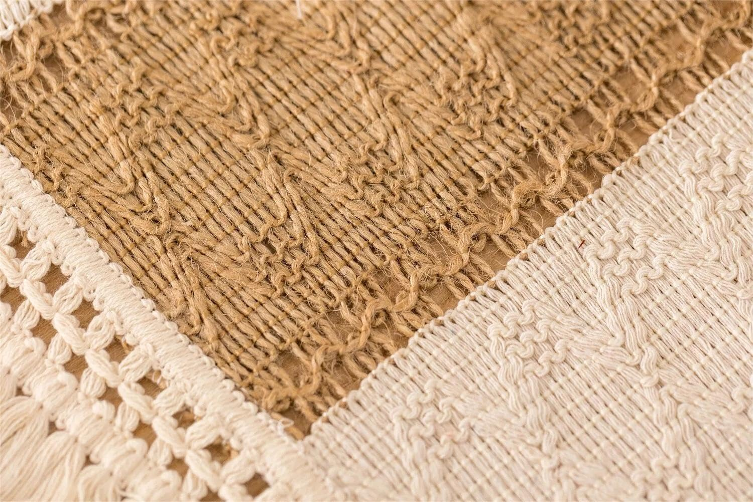 Arzoe Boho Placemats Set of 4, Christmas Placemats Macrame Table Decor and Farmhouse Style Placemats Natural Cotton Burlap, for Dining Table Centerpiece Thanksgiving Home Decorations