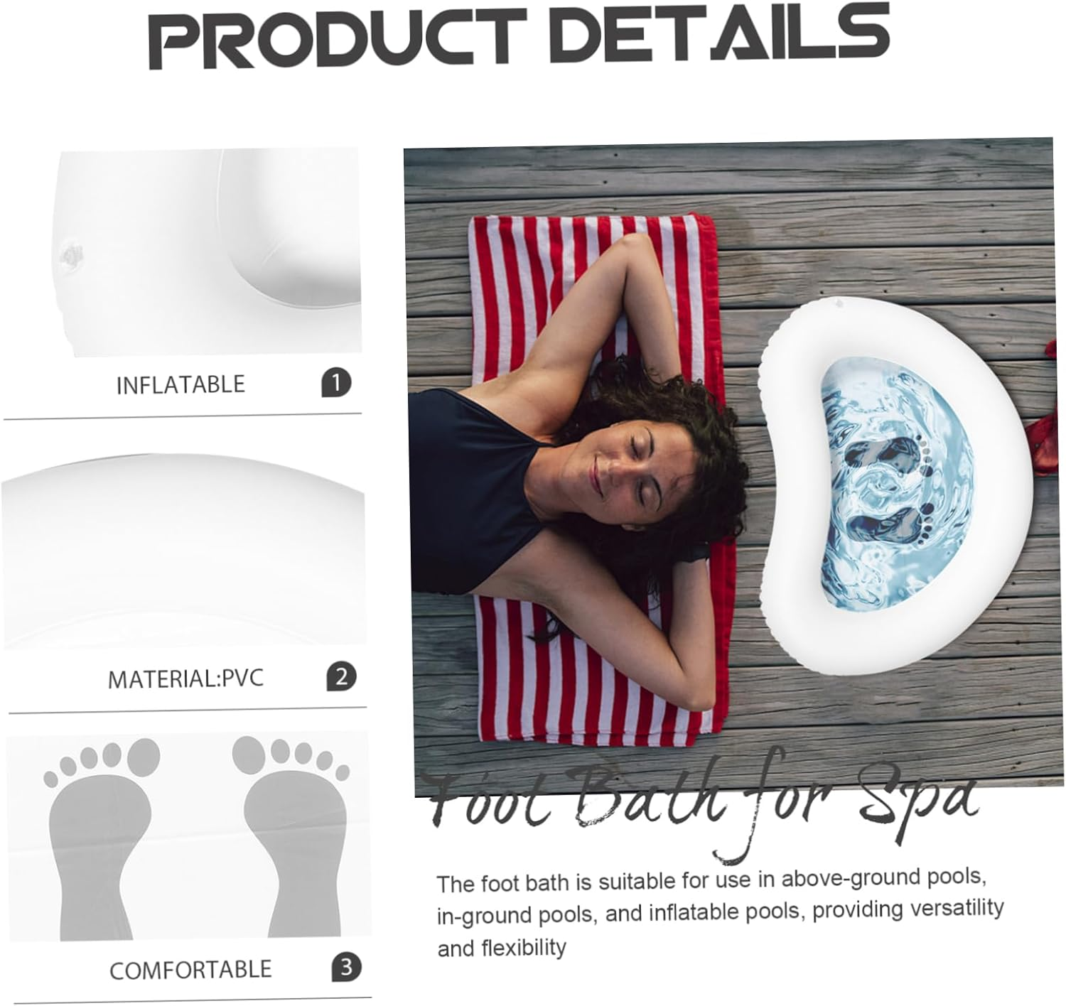 OATIPHO Inflatable Foot Bath Basin Large Pvc Foot Soaking Pool Accessory for Camping Beach Spa - Blue image number 5