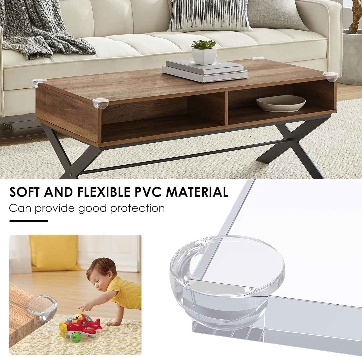 24/48-Pack Baby Corner Protectors - Extra Thick Clear Edge Bumpers | Heavy Duty Furniture Guards for Toddler Safety (Transparent, Adhesive) - Living Room/Nursery Proofing (24Pcs) image number 3