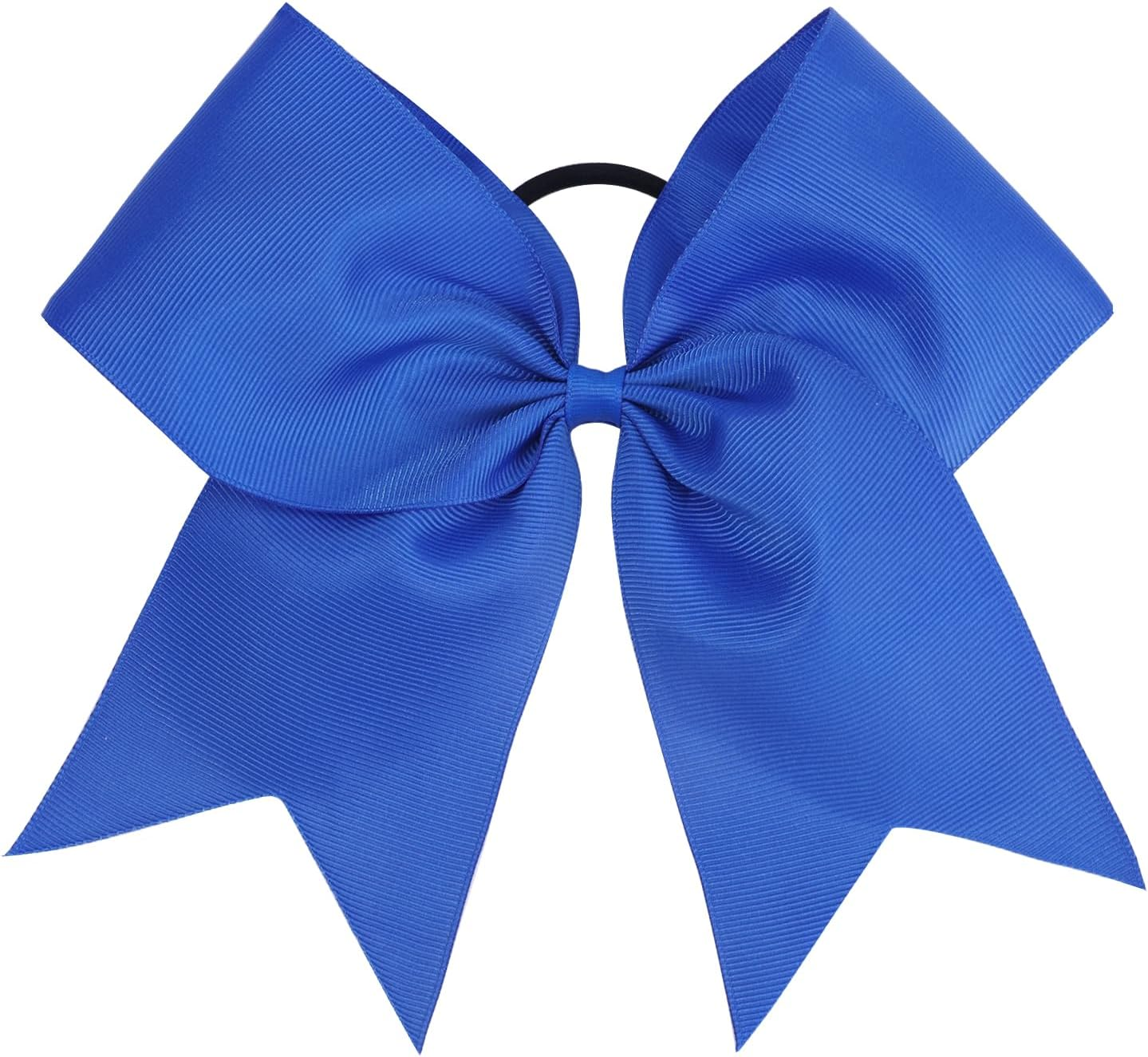 CN Large Cheer Bow 8" Girls Ponytail Holders Jumbo Teams Cheerleaders Hair Bows Competition Sports Elastic Hair Ties Accessories (Blue)