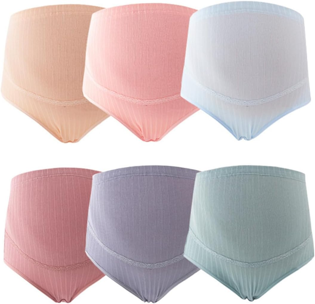 Yardenfun 3Pcs High Waist Maternity Panties Cotton Comfortable Underwear for Pregnant Women Adjustable Splice Stomach Lift in Skin Blackish
