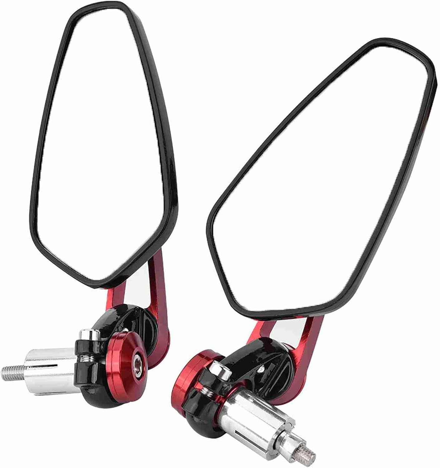 Universal Motorcycle Aluminum Alloy 7/8" 22Mm Bar End Mirrors with 360-Degree Adjustability and Clear Optic Glass in (Red)